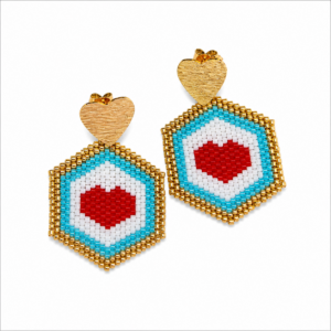 Aretes Hexágono con corazón