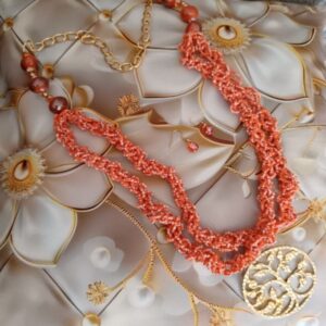 Collar ondas de mostacilla con cadena y el árbol de la vida