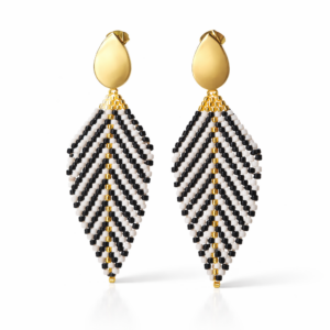 Aretes rombo blanco y negro