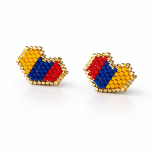 Arete topo corazón tricolor dorado