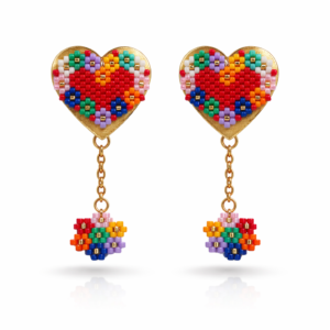 Aretes corazón flor cálido