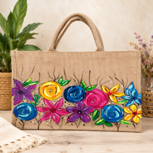 Tote bag en yute pintado a mano