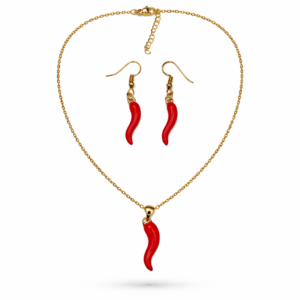 Juego de Collar y Aretes Fuego Dorado