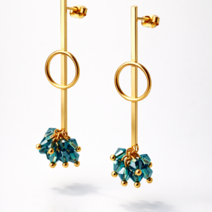 Aretes Flor Turquesa en Oro Golfi