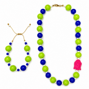 Juego De Collar Y Pulsera Buda Fucsia Vibrante