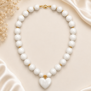 COLLAR CORAZON PERLA BLANCA